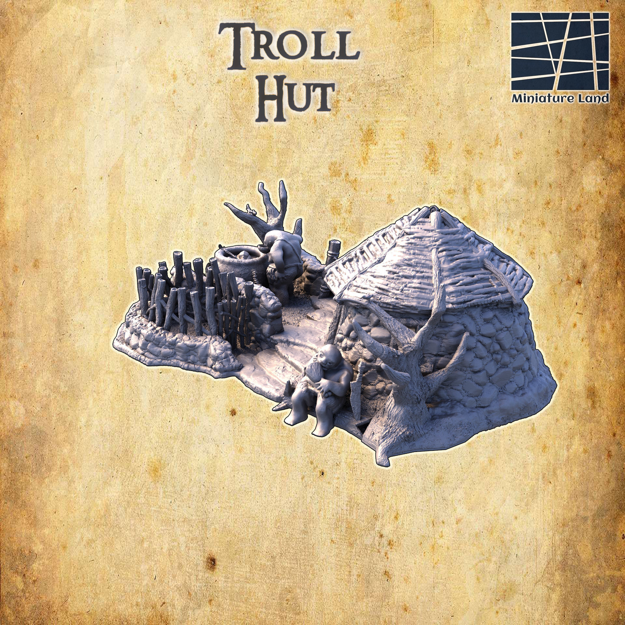 Troll Hut Tabletop Terrain 28MM  3D Print Model 3D print model_3