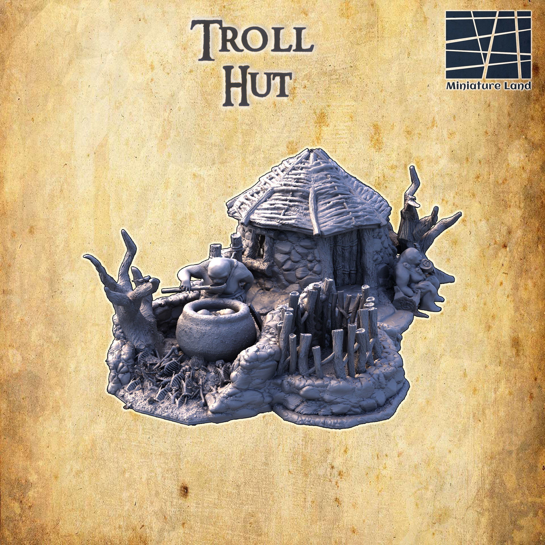 Troll Hut Tabletop Terrain 28MM  3D Print Model 3D print model_2