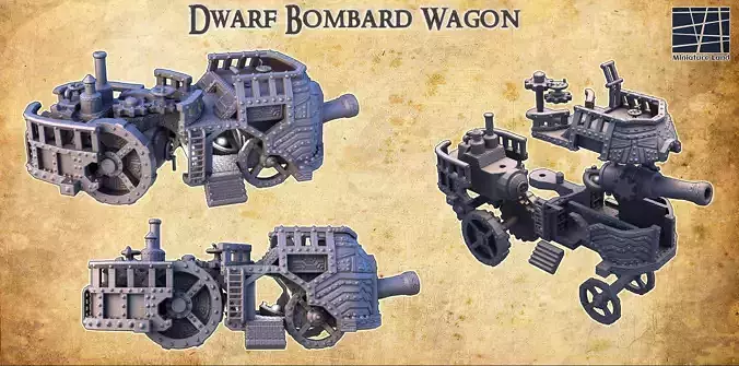Dwarf Bombard Wagon Tabletop Terrain 28MM 3D print model 3D print model