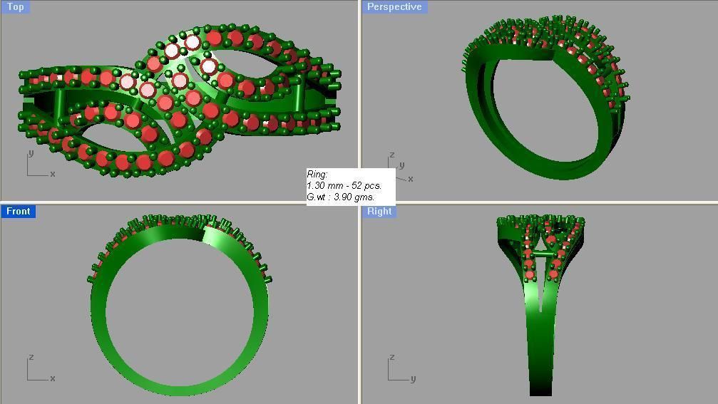 Anniversary Diamond Woven Ring 3D print model_3