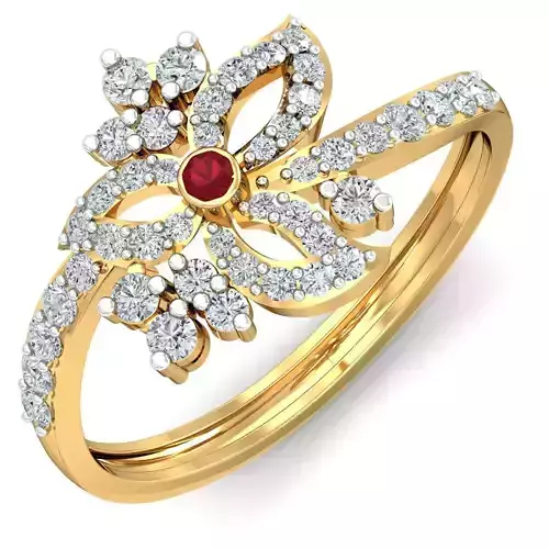Diamond Ruby Bloom Ring 3D print model