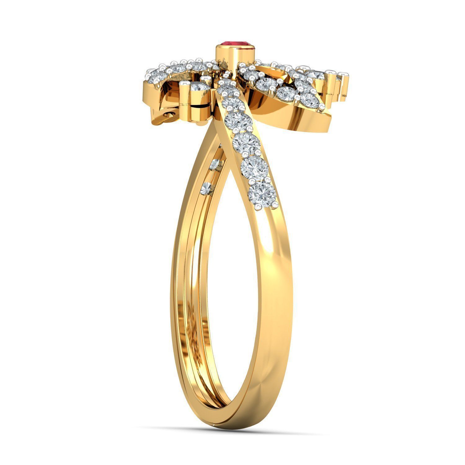 Diamond Ruby Bloom Ring 3D print model_2