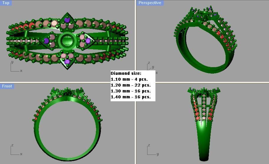 Genuine Blue Sapphire Yellow Gold Ring 3D print model_3
