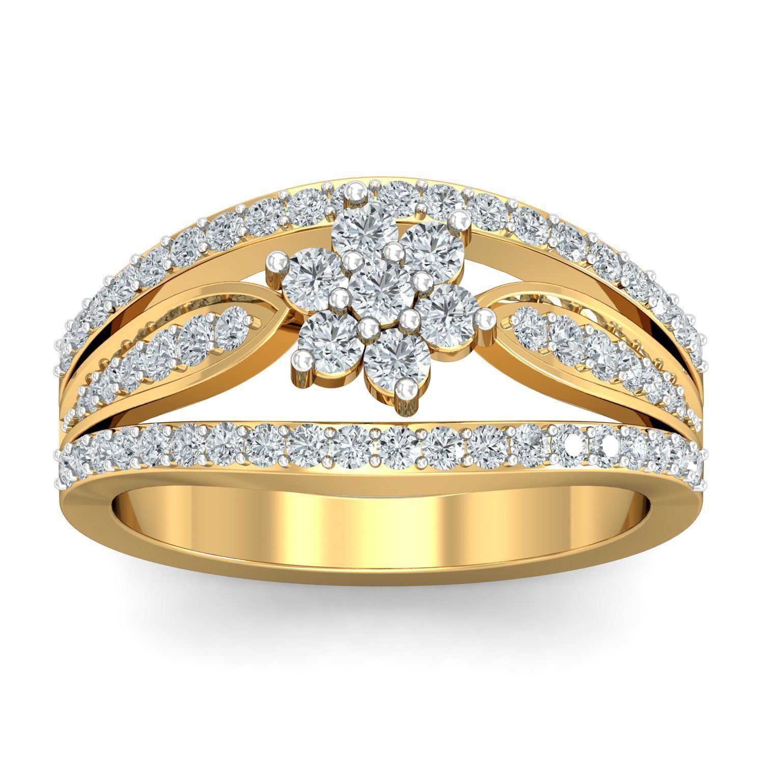 Diamond Floral Branch Ring 3D print model_1