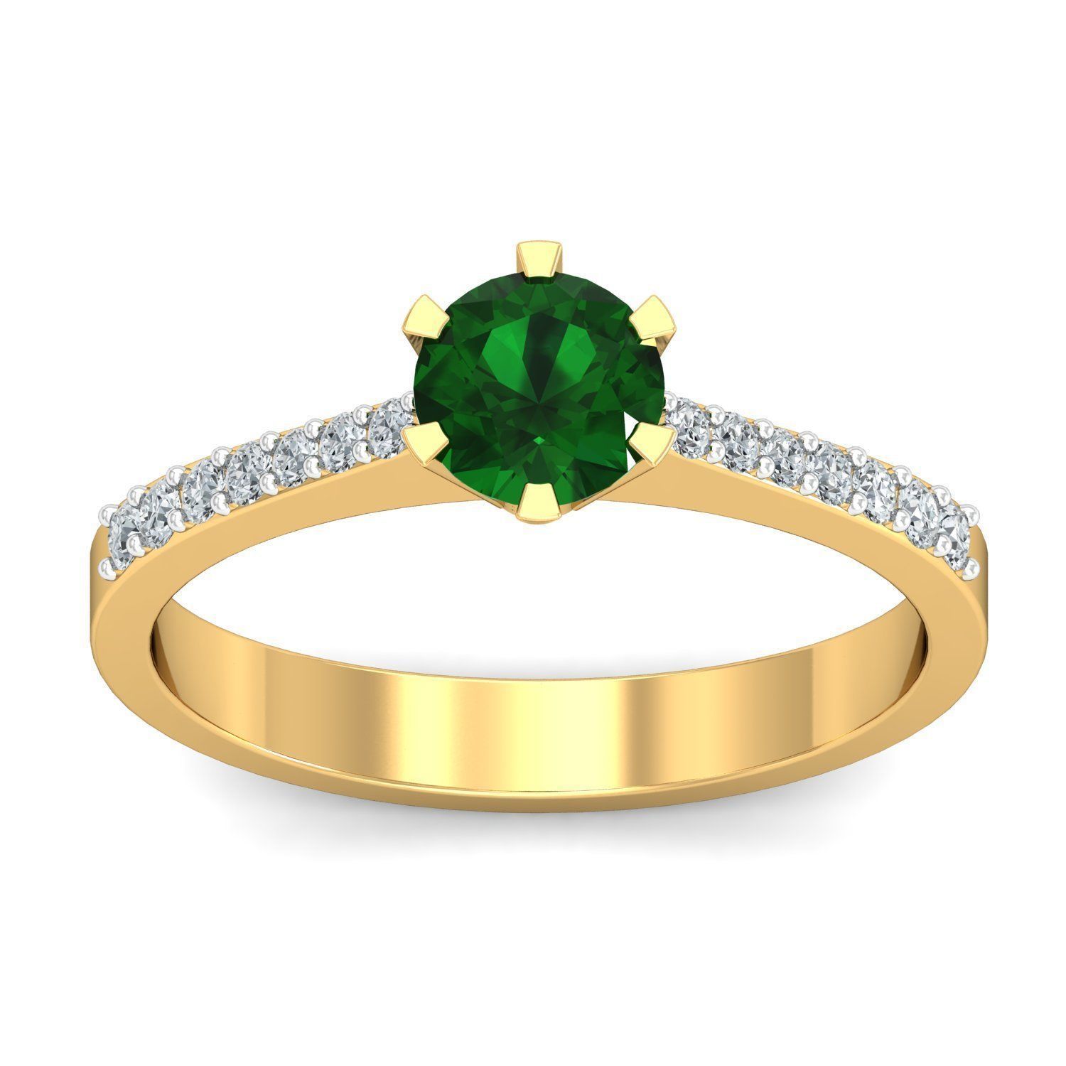 Emerald and Diamond Classic Halo Ring 3D print model_1