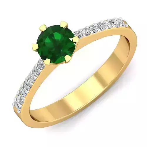  Emerald and Diamond Classic Halo Ring 3D print model