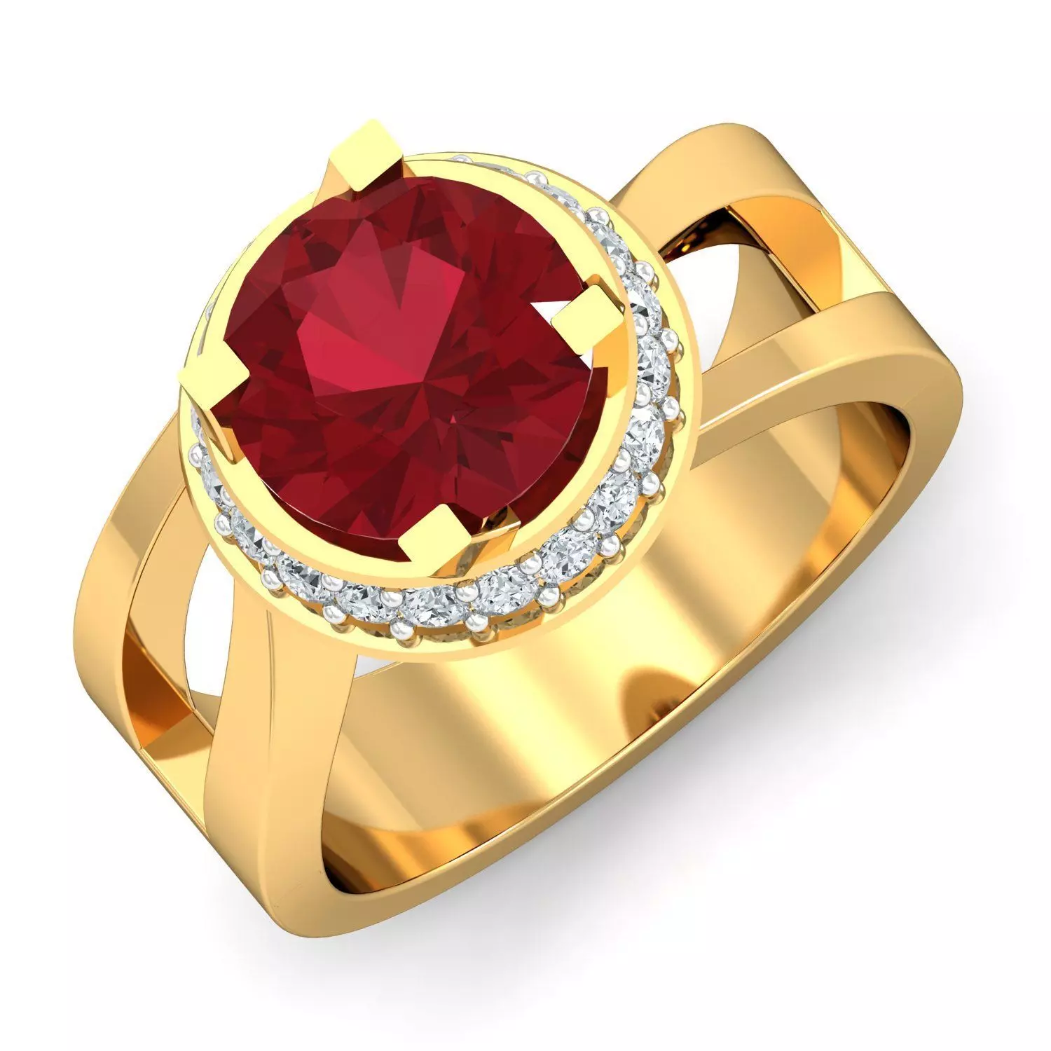 Antique Gemstone Crystal Red Stone Ring 3D print model_0