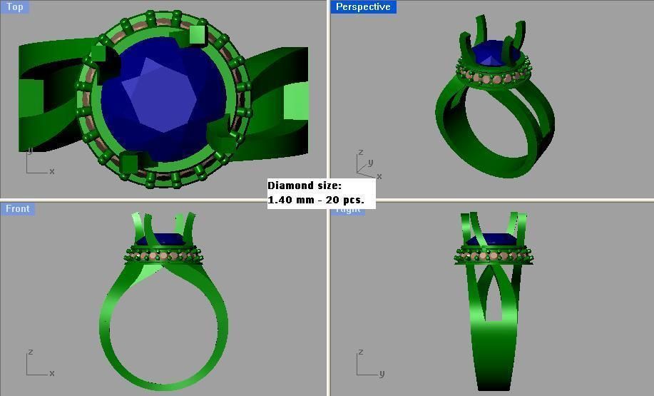 Antique Gemstone Crystal Red Stone Ring 3D print model_3