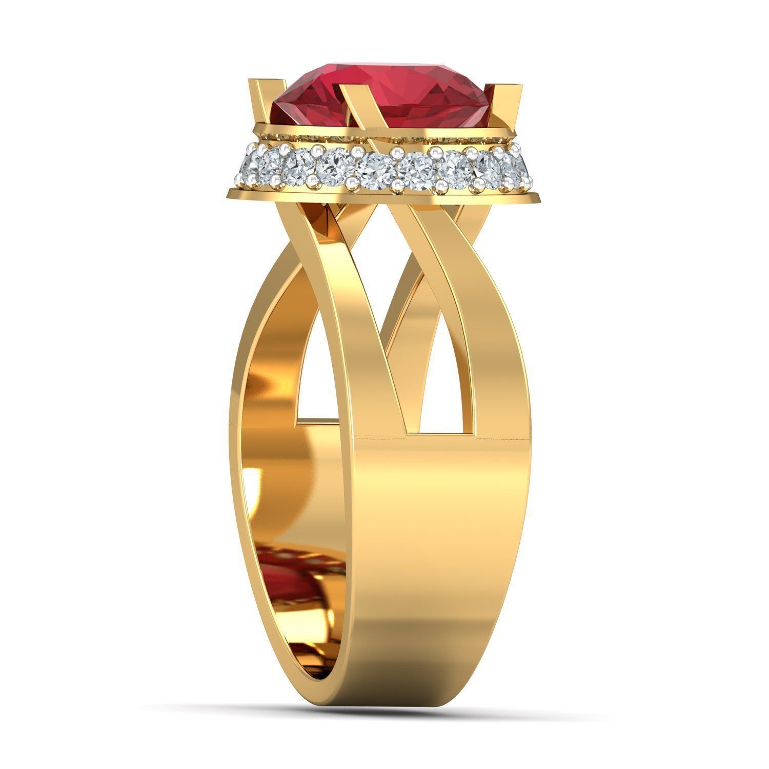 Antique Gemstone Crystal Red Stone Ring 3D print model_2