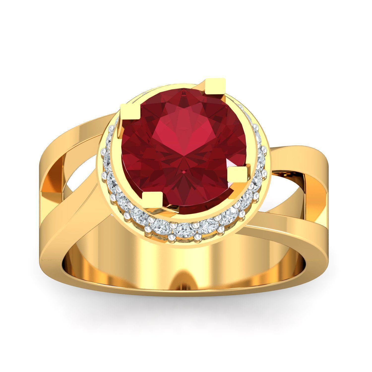 Antique Gemstone Crystal Red Stone Ring 3D print model_1