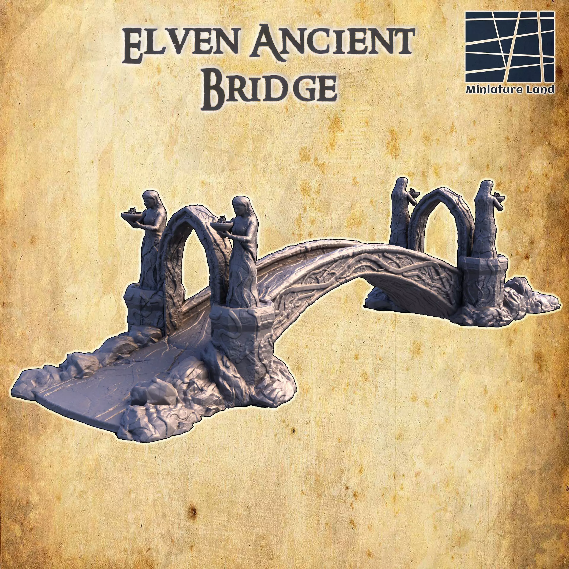 Ancient Elven Bridge Tabletop Terrain 28MM 3D print model 3D print model