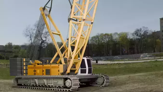Realistic Construction Vehicle - Hydraulic Crane Low-poly 3D model