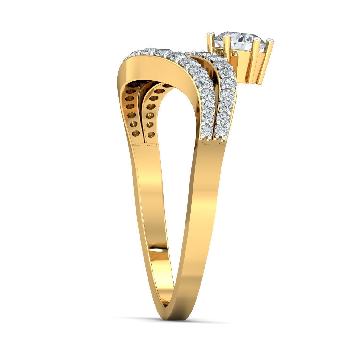 Buy Yellow Gold Rings for Women Online 3D print model_2
