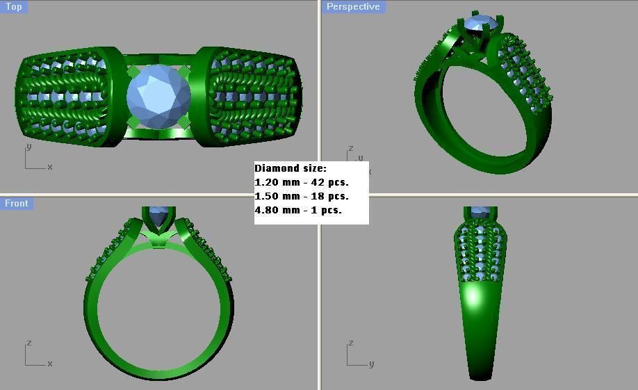 Elegant Diamond Solitaire Engagement Ring 3D print model_3