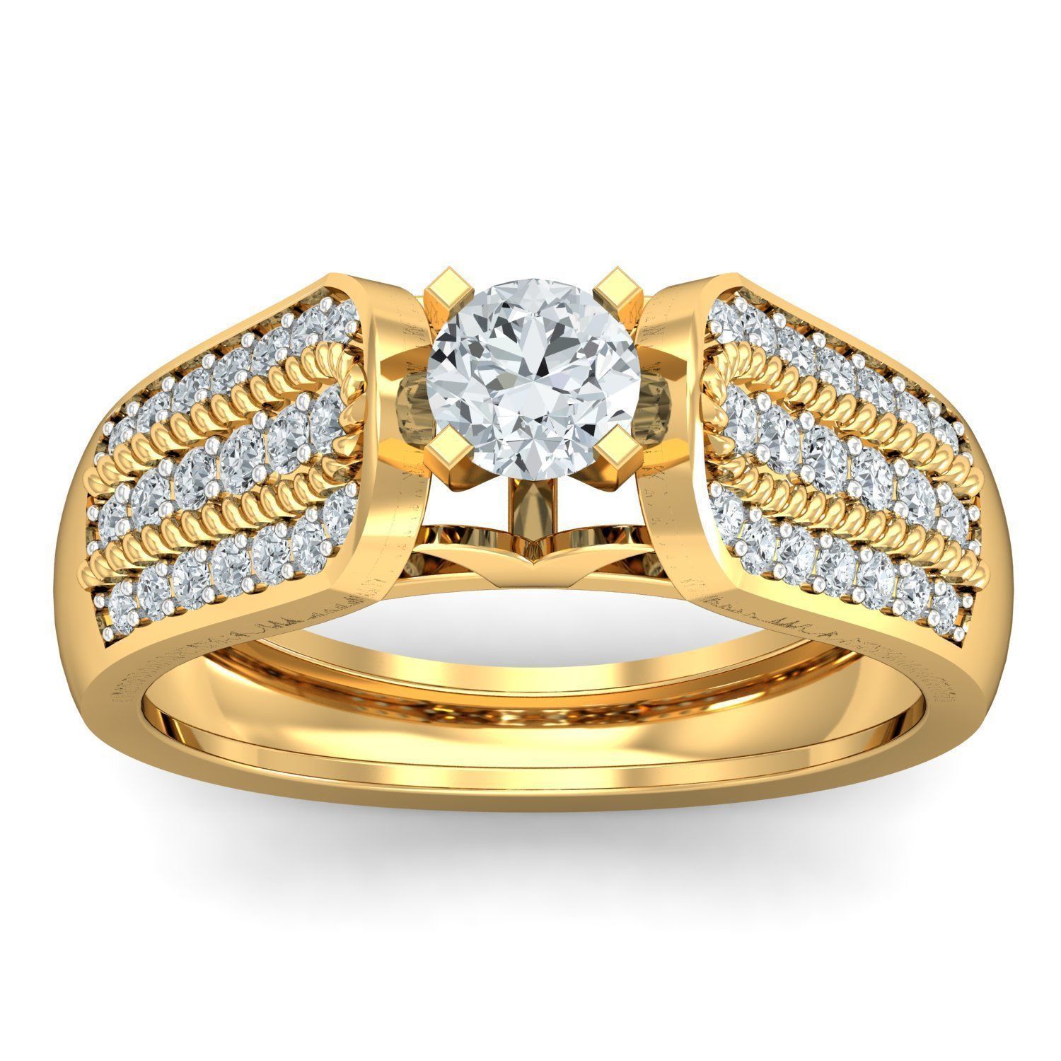 Elegant Diamond Solitaire Engagement Ring 3D print model_1