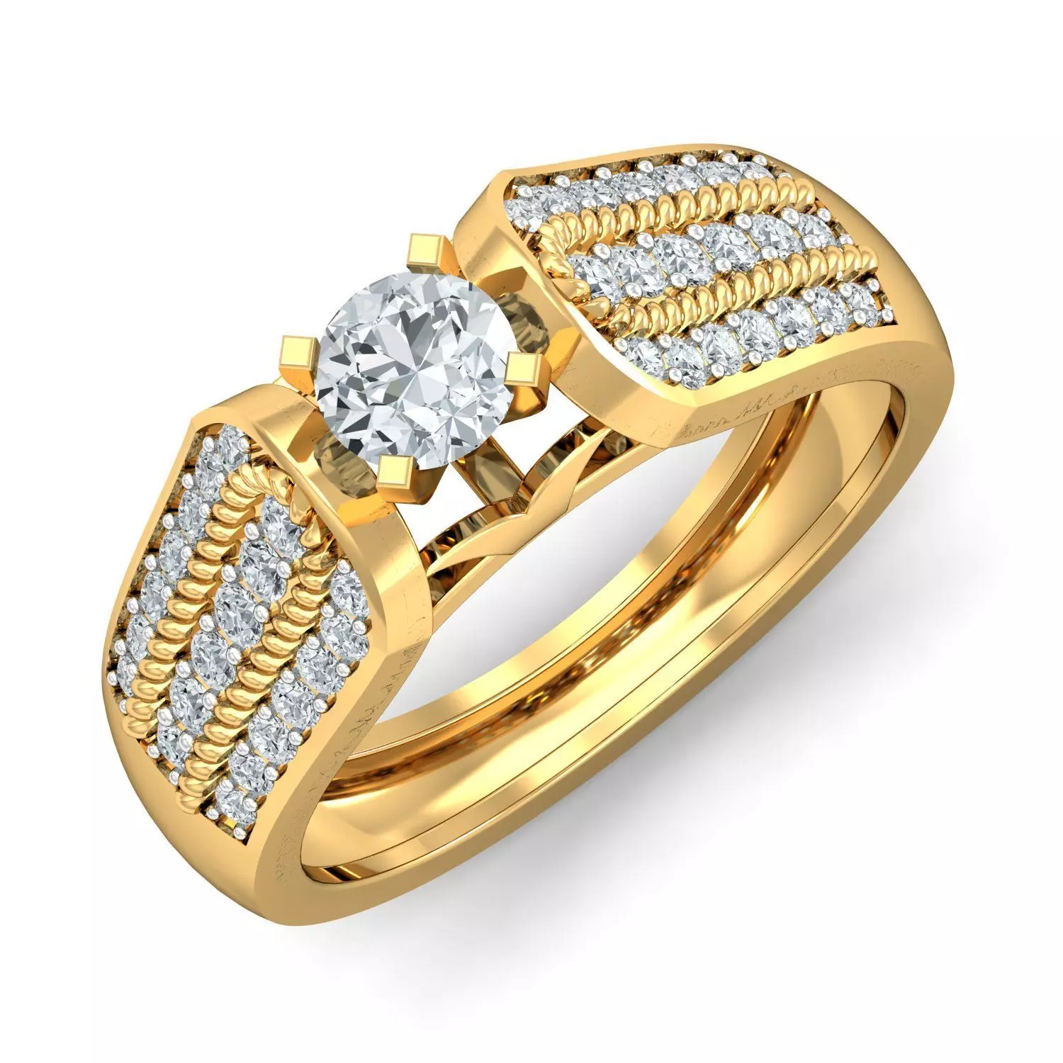 Elegant Diamond Solitaire Engagement Ring 3D print model_0
