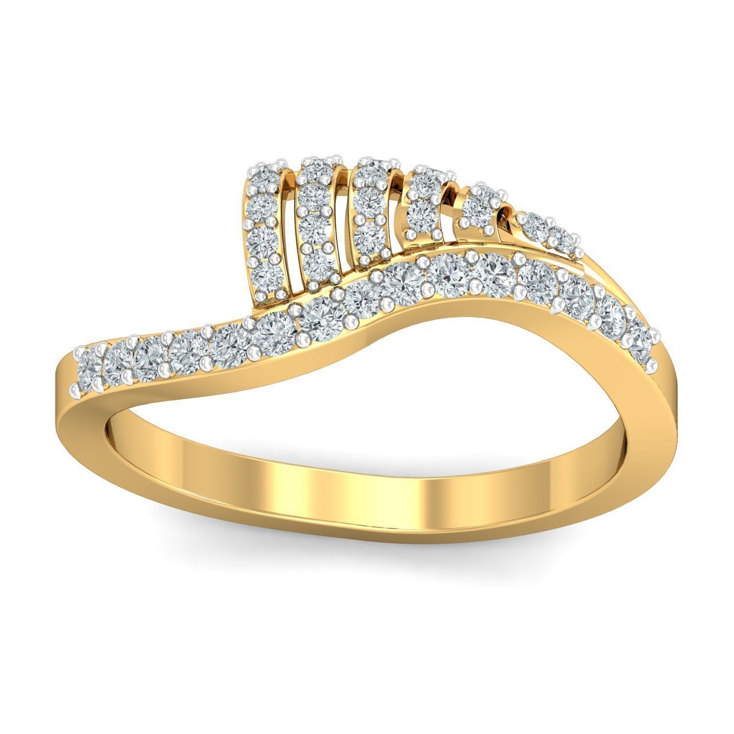 Diamond Fancy Wave Ring 3D print model_1