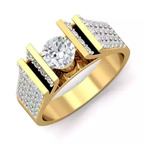 Cedric Round Diamond Ring for Men 3D print model