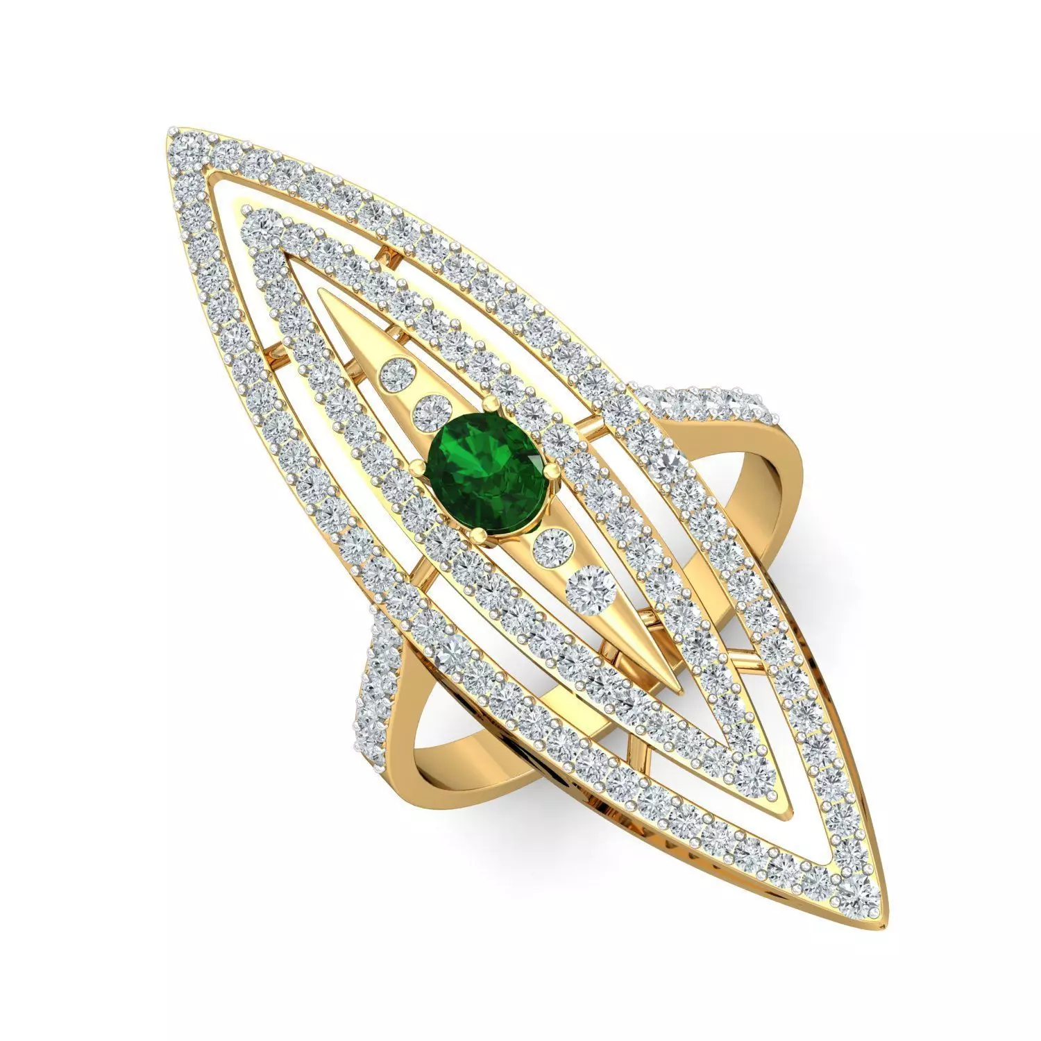 Elegant Emerald Engagement Ring 3D print model_0
