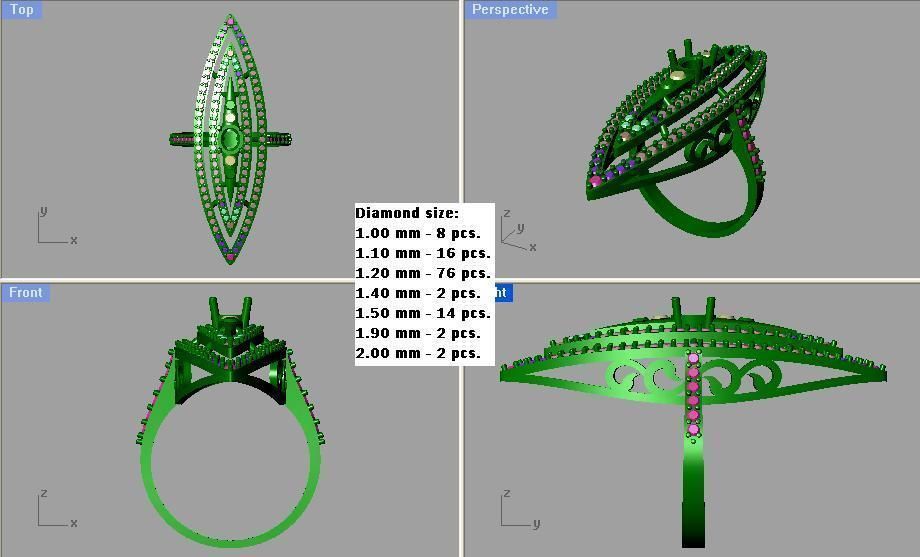 Elegant Emerald Engagement Ring 3D print model_3