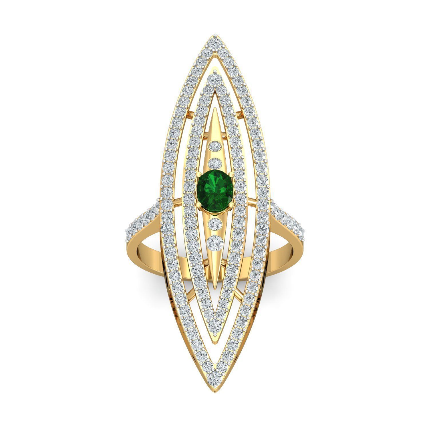 Elegant Emerald Engagement Ring 3D print model_1