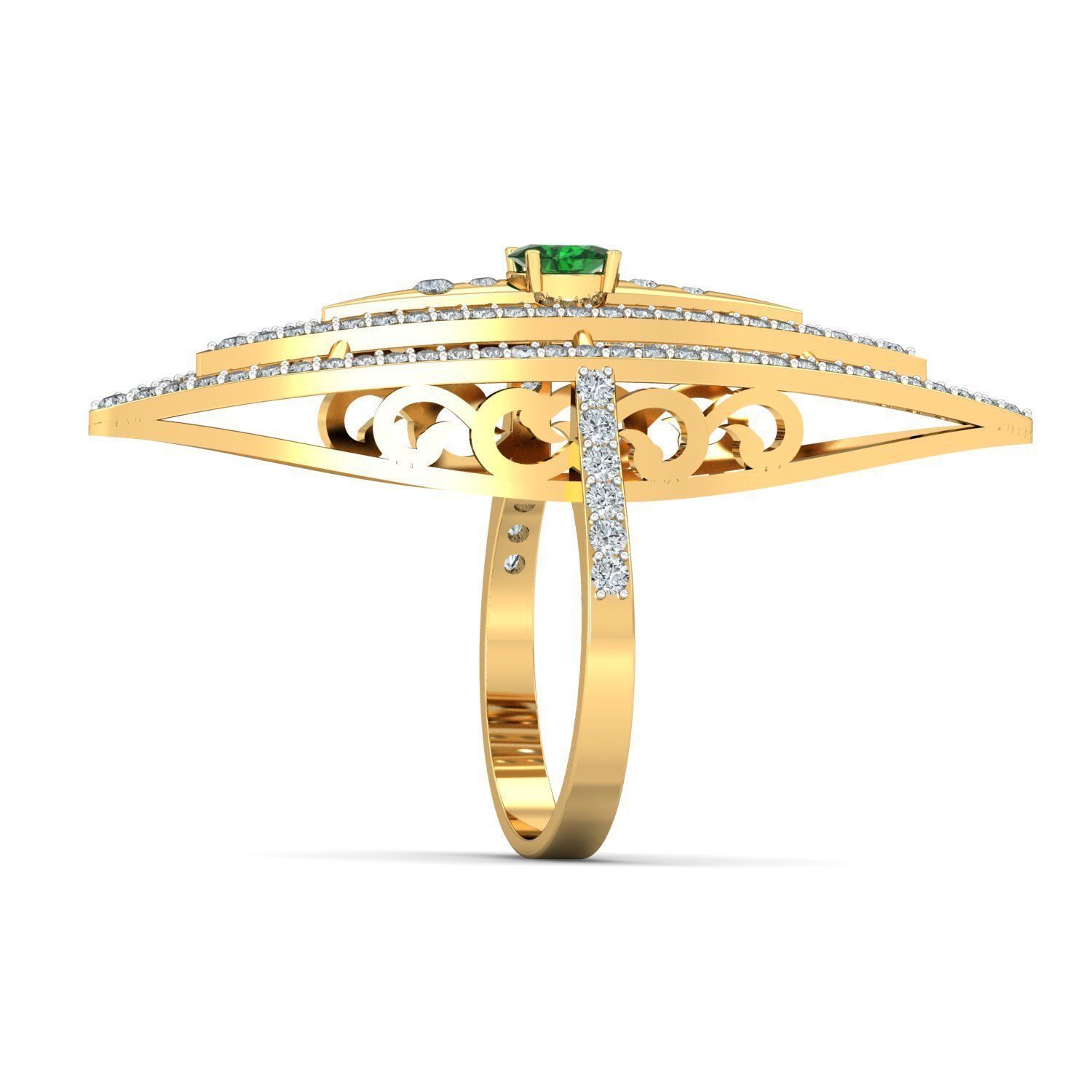 Elegant Emerald Engagement Ring 3D print model_2