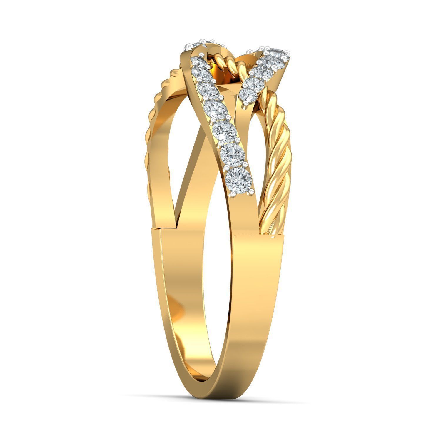 Contemporary Eternity Diamonds Gold Finger Ring 3D print model_2