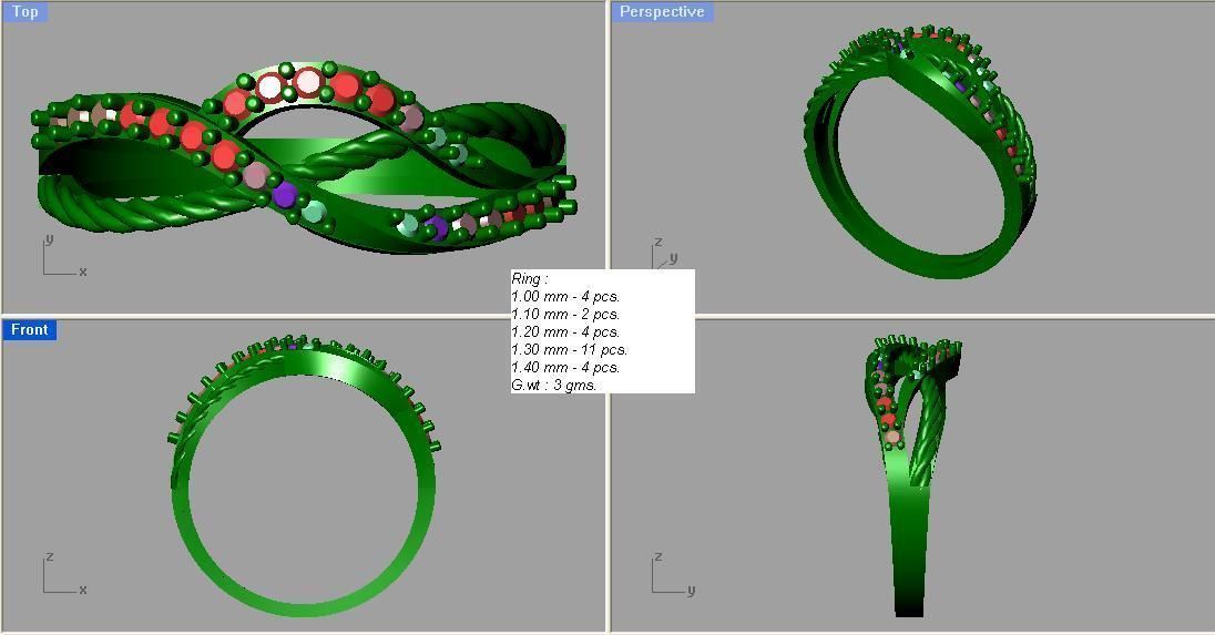 Contemporary Eternity Diamonds Gold Finger Ring 3D print model_3