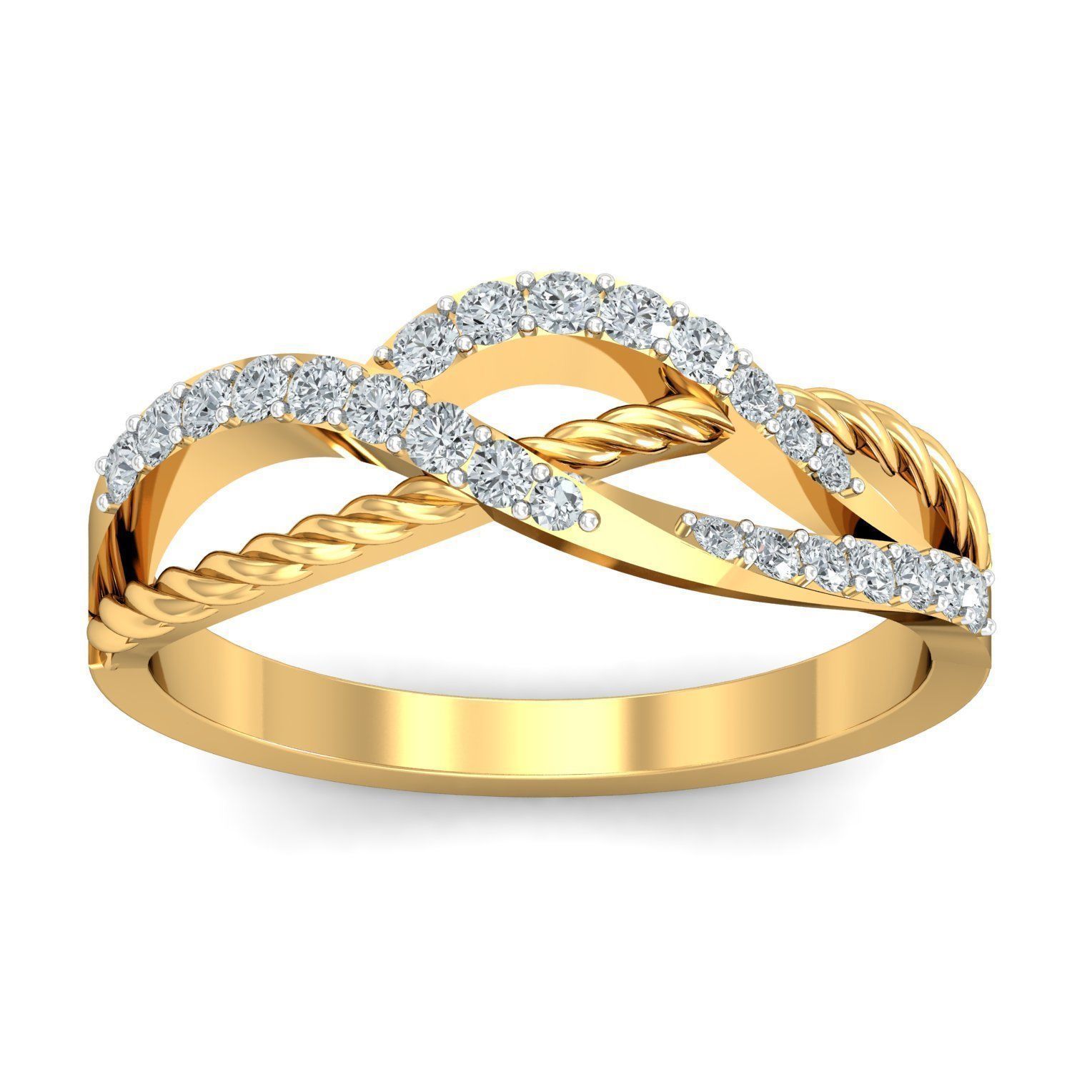 Contemporary Eternity Diamonds Gold Finger Ring 3D print model_1