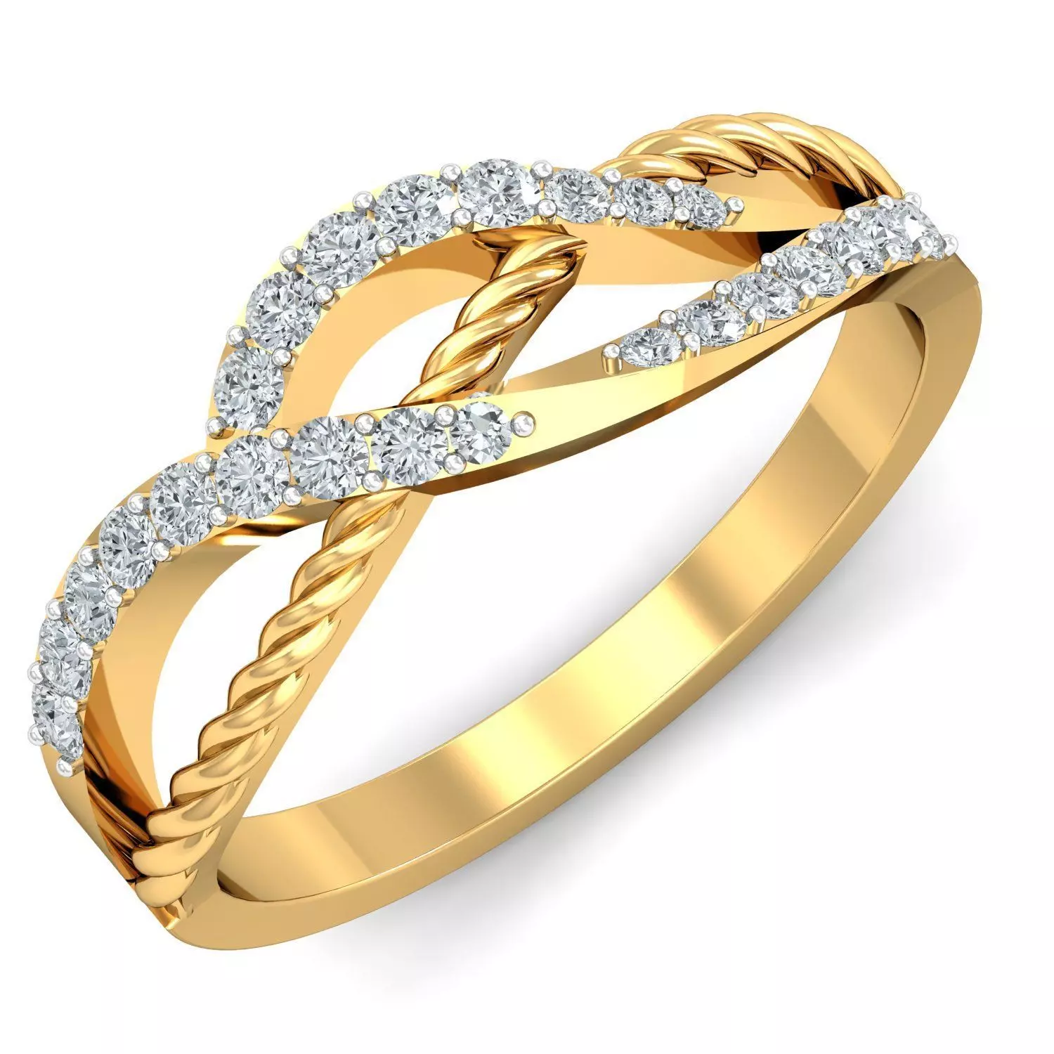 Contemporary Eternity Diamonds Gold Finger Ring 3D print model_0