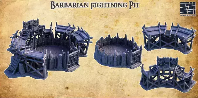 Barbarian Fightning Pit  Tabletop Terrain 28MM 3D print model