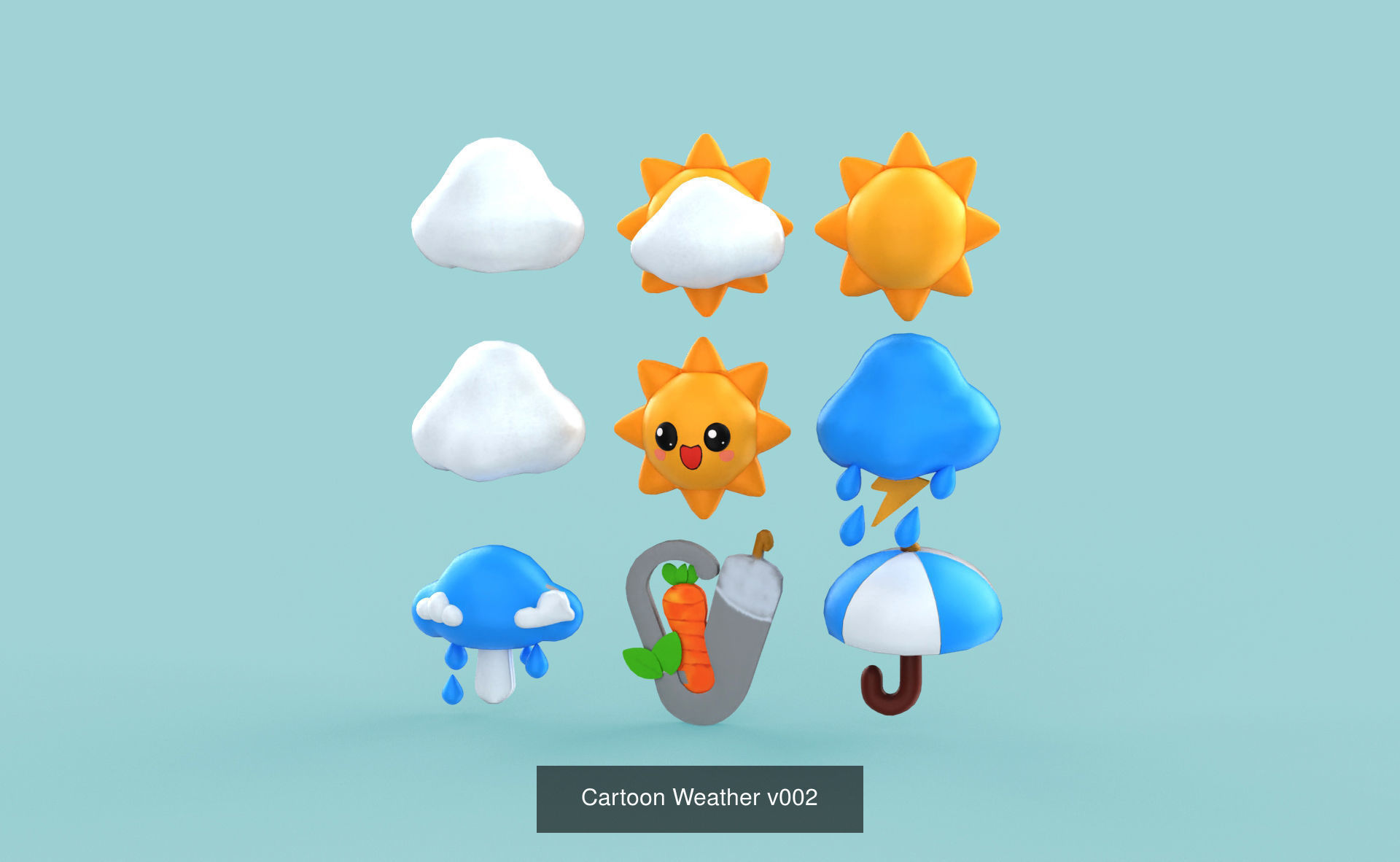 Cartoon Weather and  Rainbow Pack 1 3D Model Collection_4