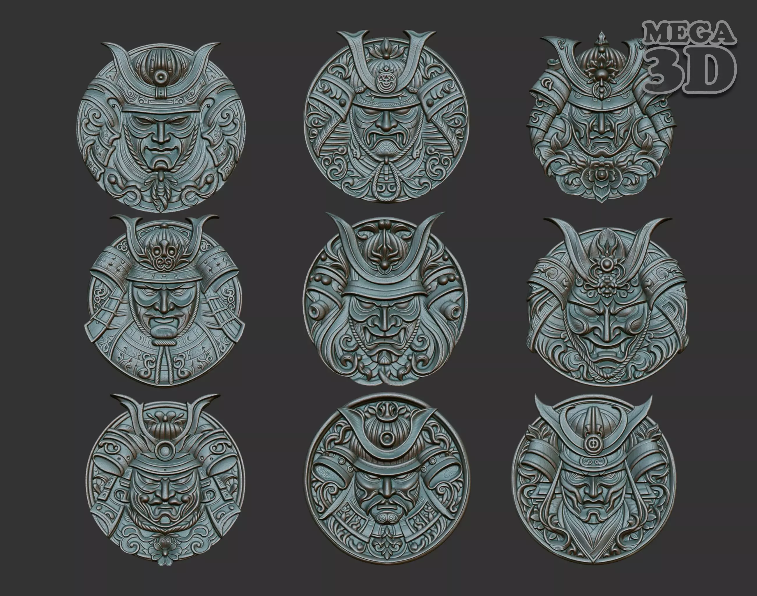 Samurai basrelief Pack 240708 3D Model Collection_0