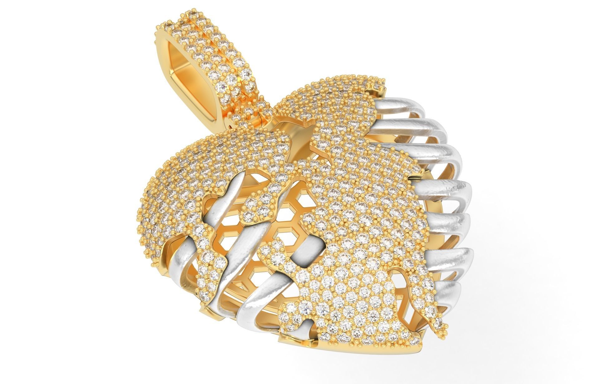 Skull Heart 3D with stones 3D print model_1