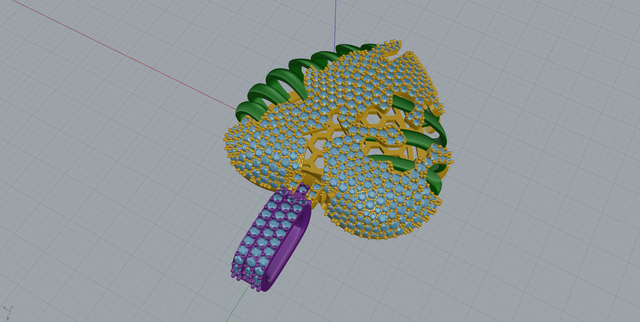 Skull Heart 3D with stones 3D print model_5