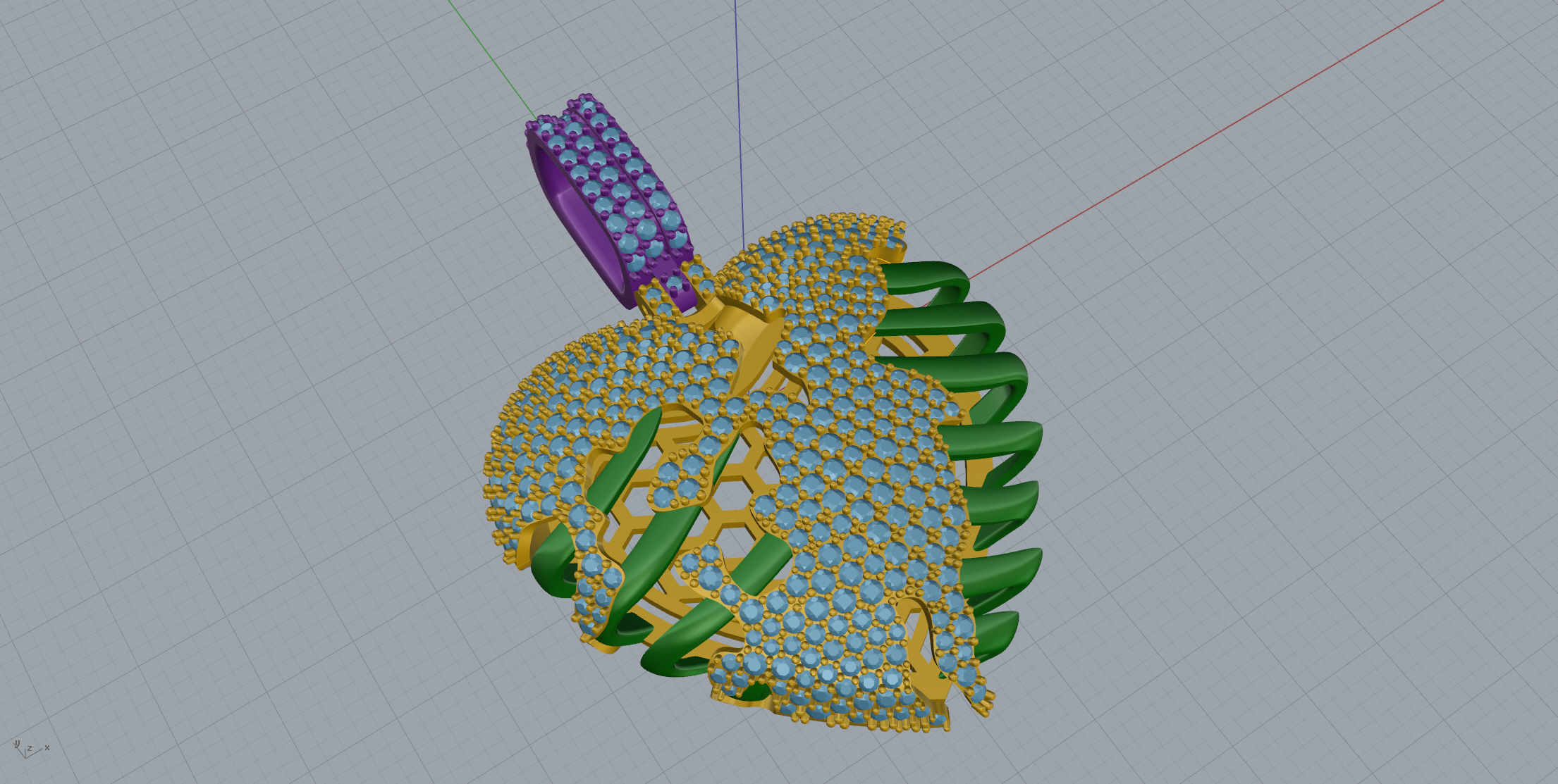 Skull Heart 3D with stones 3D print model_3