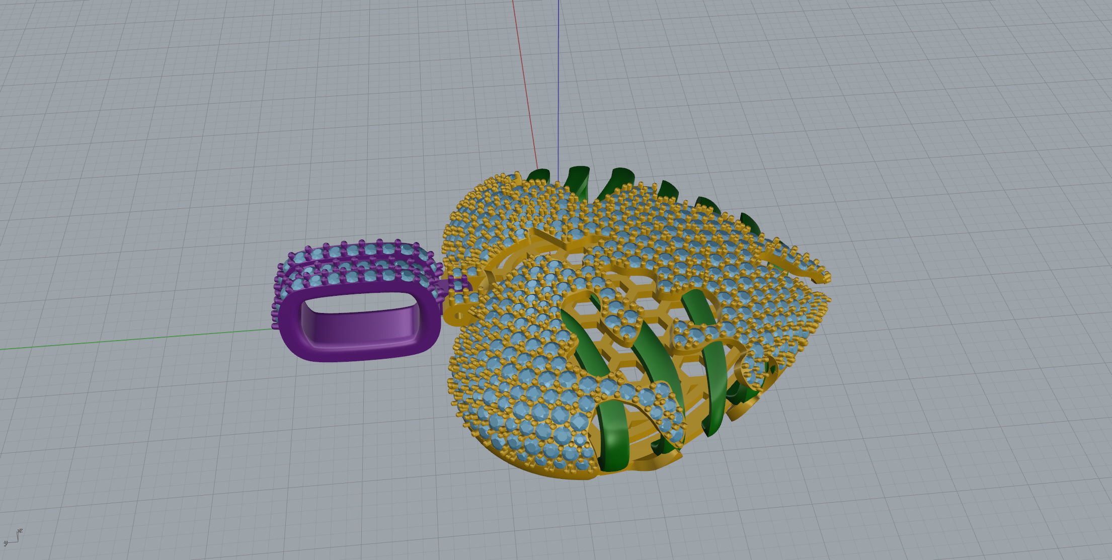 Skull Heart 3D with stones 3D print model_4