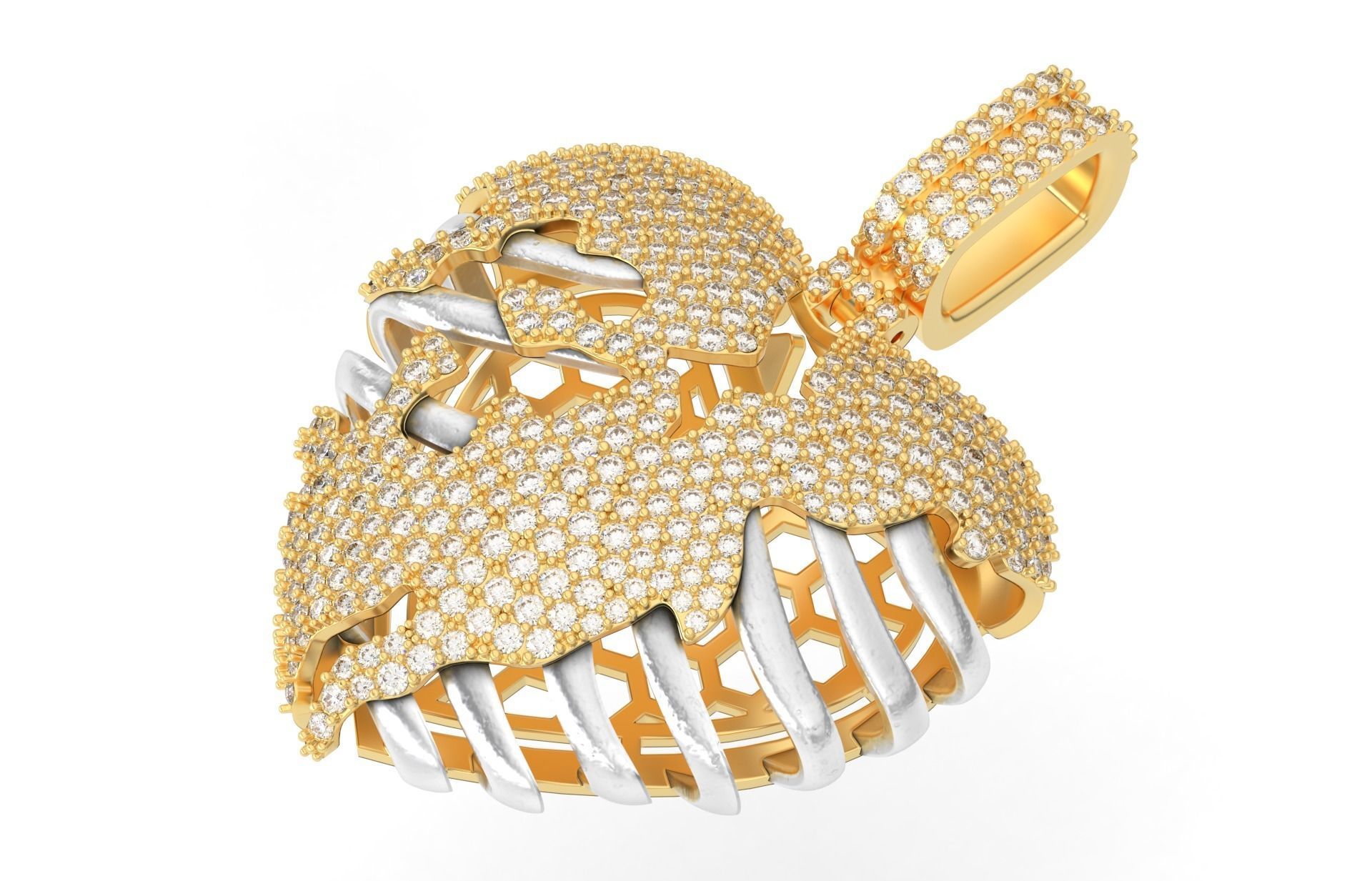 Skull Heart 3D with stones 3D print model_2