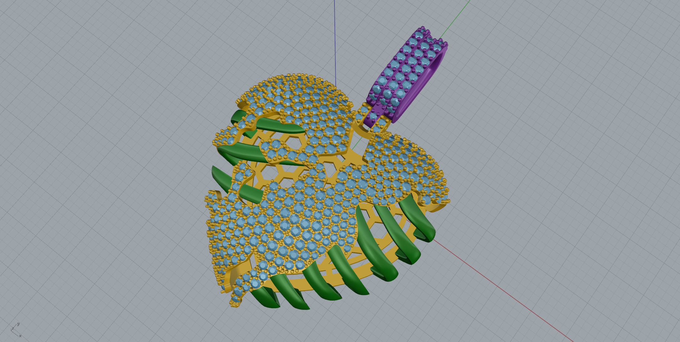 Skull Heart 3D with stones 3D print model_7