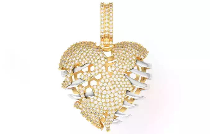 Skull Heart 3D with stones 3D print model