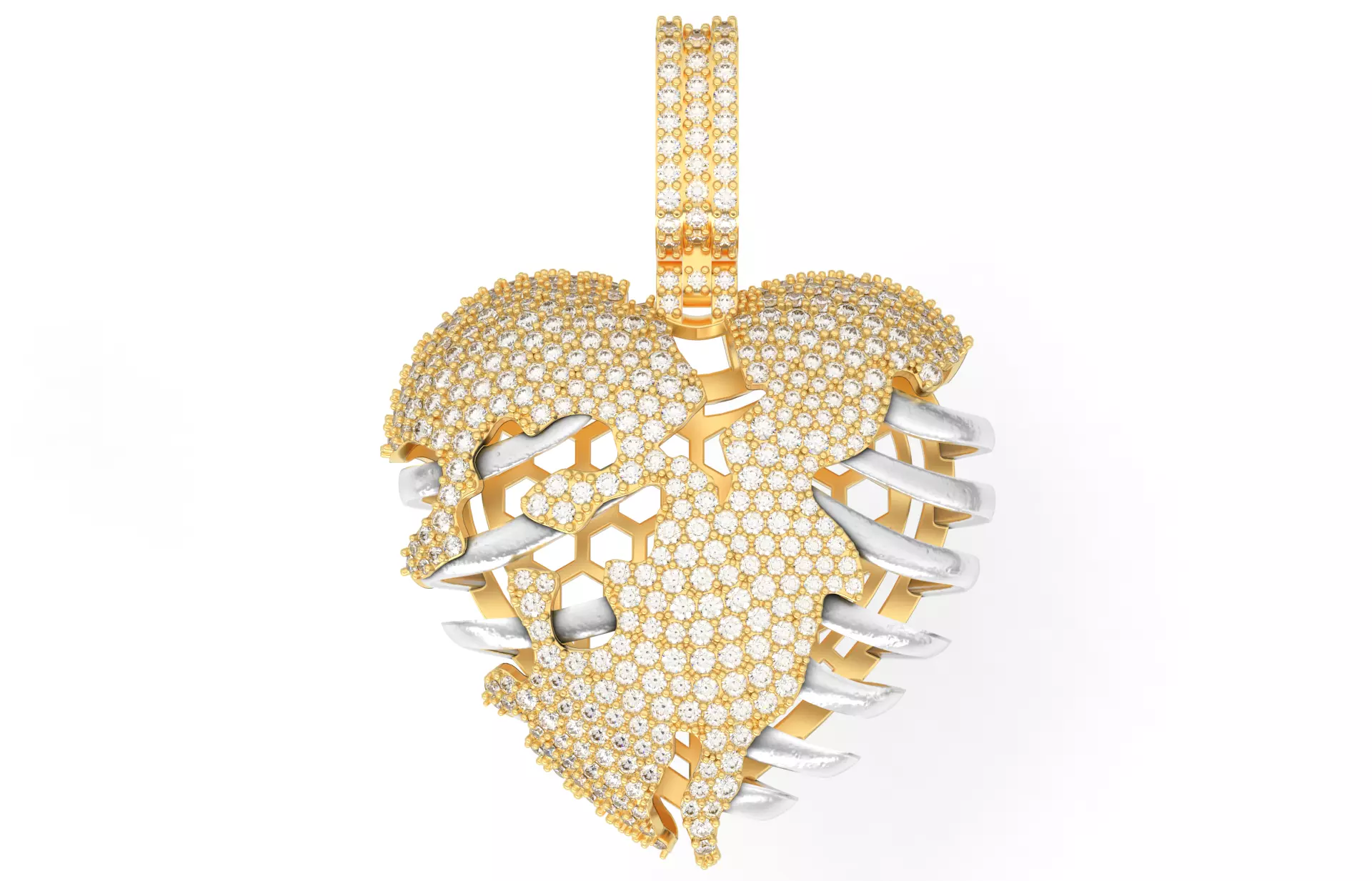 Skull Heart 3D with stones 3D print model_0