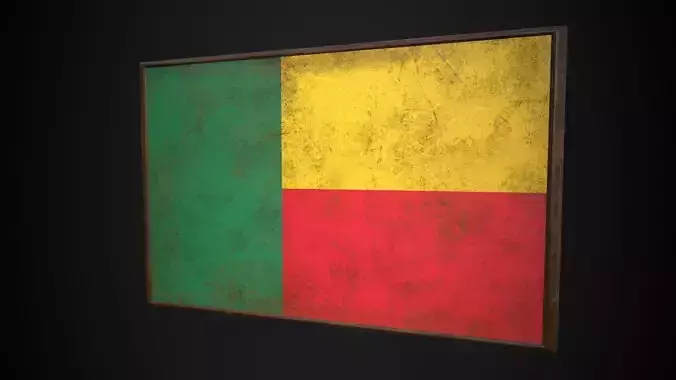 Old Picture Frame With Benin-Dahomey Flag - Game Ready