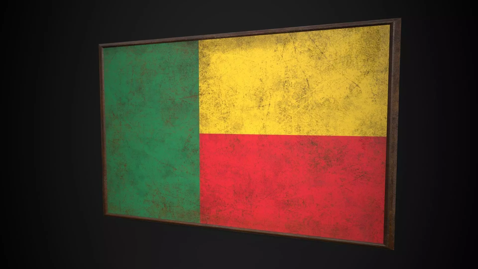 Old Picture Frame With Benin-Dahomey Flag - Game Ready Low-poly 3D model