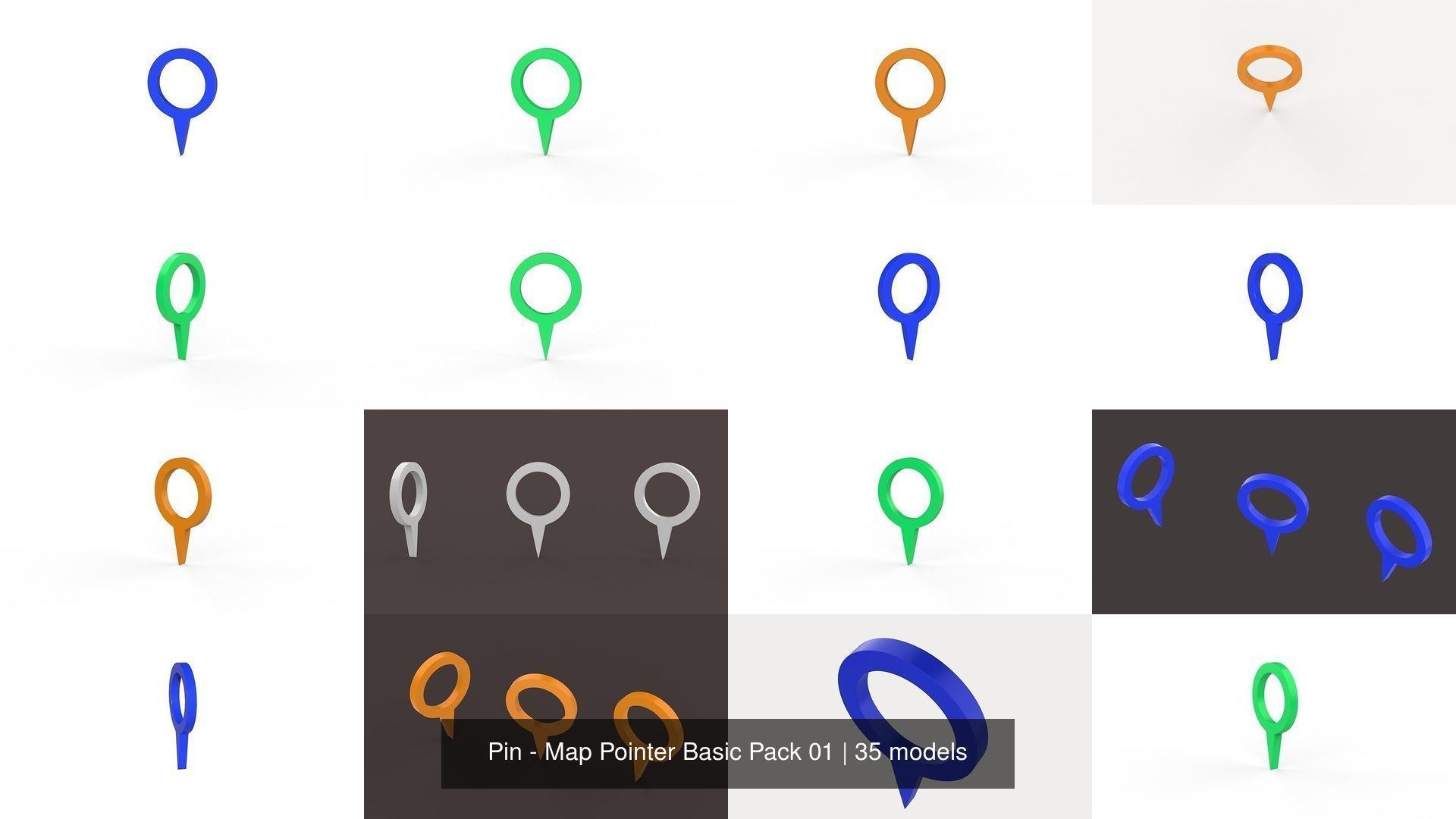 Pin - Map Pointer Basic Pack 01 3D Model Collection_4