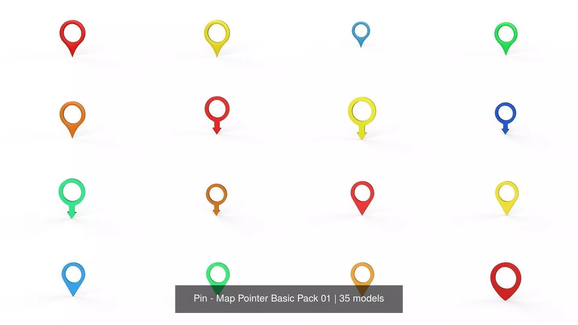 Pin - Map Pointer Basic Pack 01 3D Model Collection_1