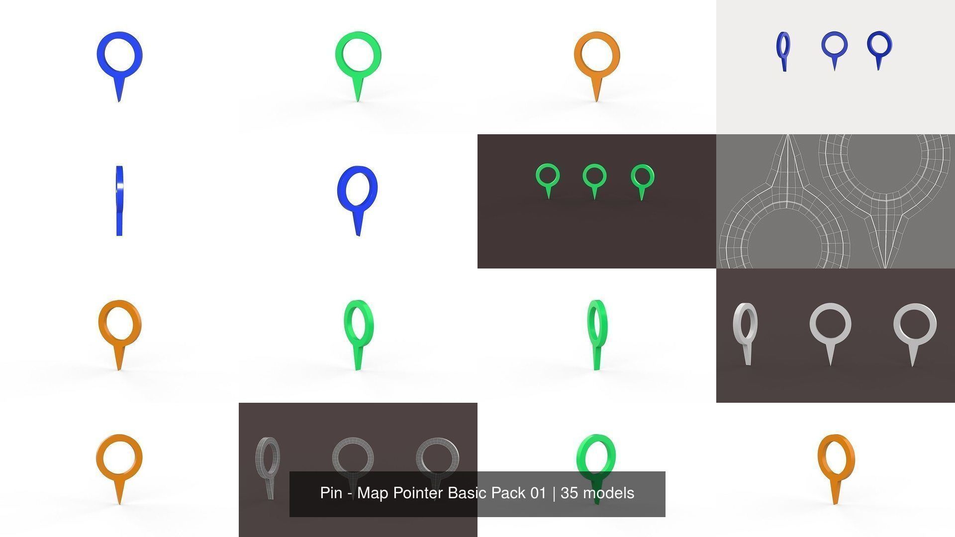 Pin - Map Pointer Basic Pack 01 3D Model Collection_6