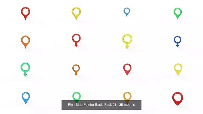 Pin - Map Pointer Basic Pack 01 3D Model Collection