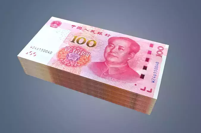 100 RMB dollars 3D model