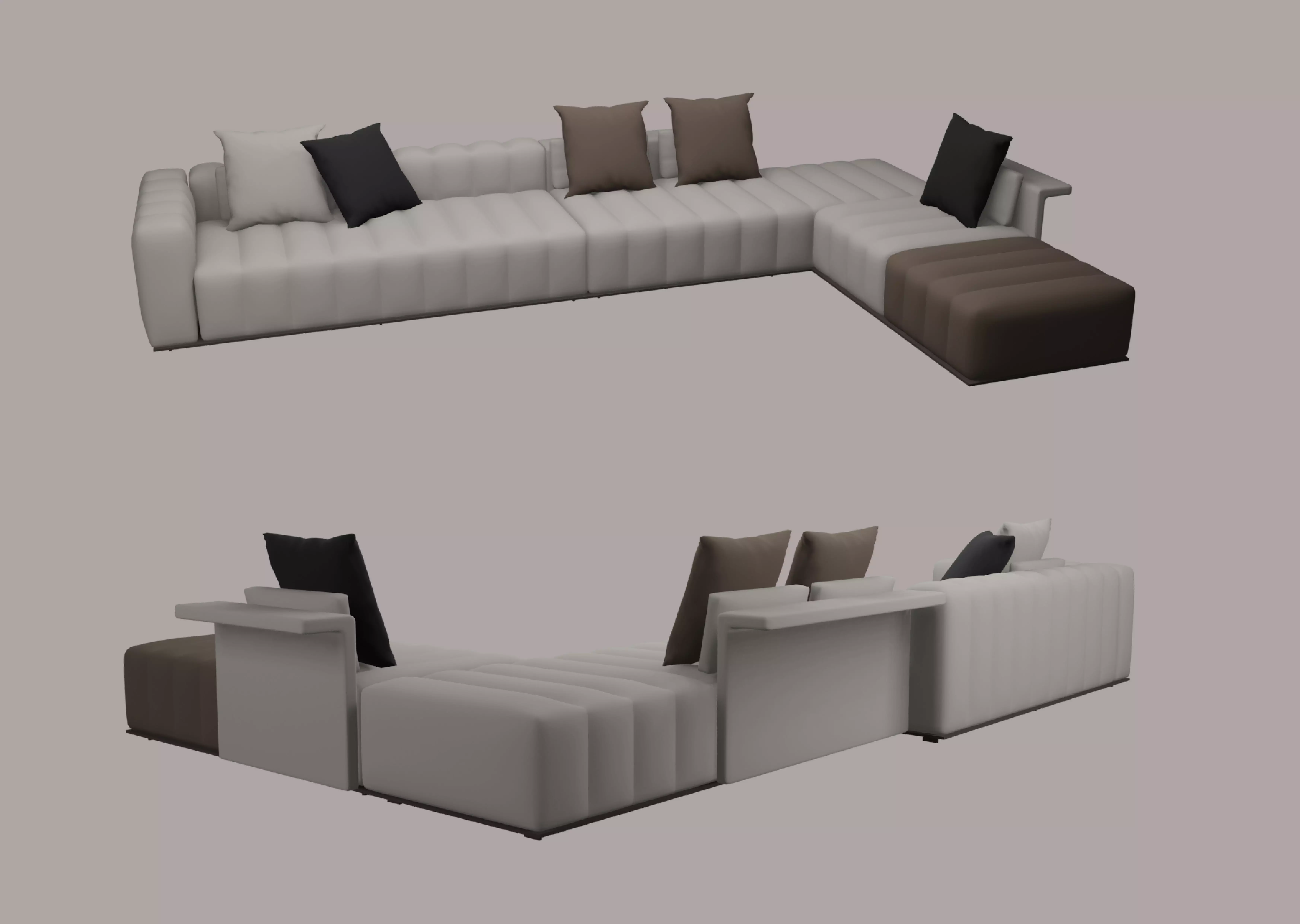Gray Sofa with L-Armrest Free 3D model