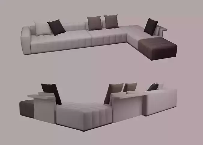 Gray Sofa with L-Armrest